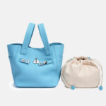Damen Bucket Bag aus feinstem Leder mit silberner Hardware