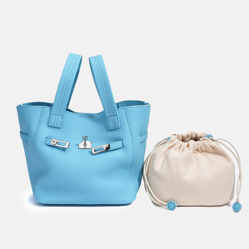 Damen Bucket Bag aus feinstem Leder mit silberner Hardware