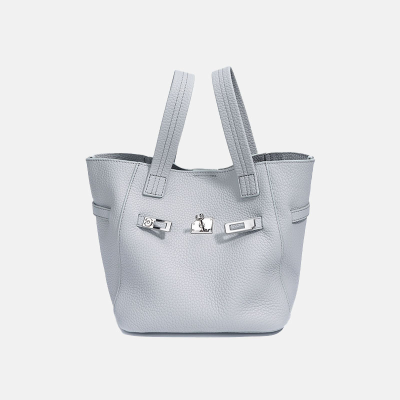 Damen Bucket Bag aus feinstem Leder mit silberner Hardware