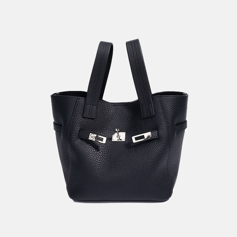 Damen Bucket Bag aus feinstem Leder mit silberner Hardware