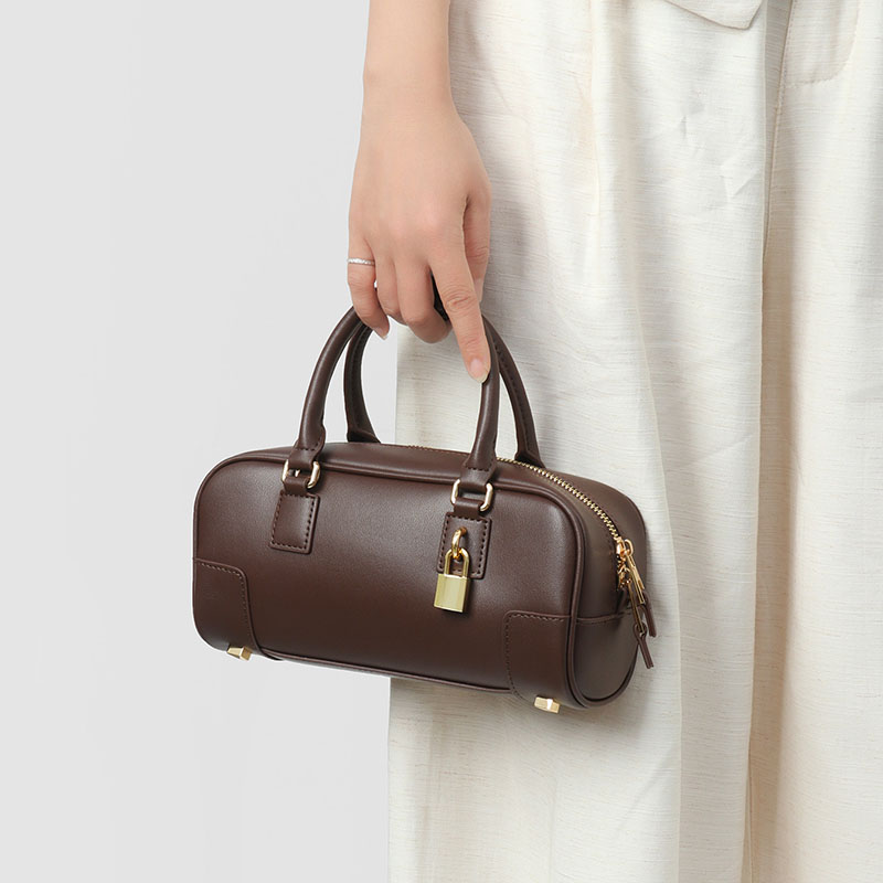 Sac à main vintage en cuir véritable avec bandoulière Boston pour femmes