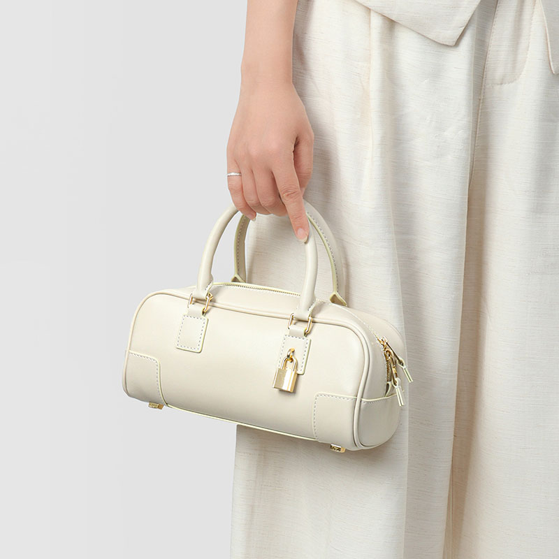 Sac à main vintage en cuir véritable avec bandoulière Boston pour femmes