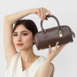Sac à main vintage en cuir véritable avec bandoulière Boston pour femmes