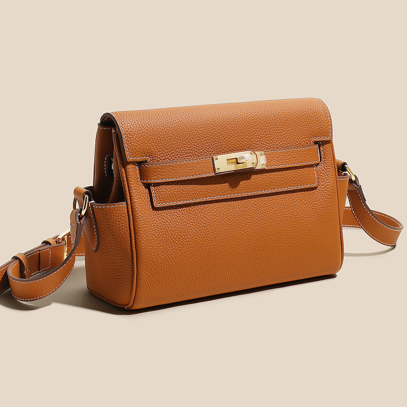 Women's Vintage Top-Grain Leather Crossbody Bag In Gold Hardware