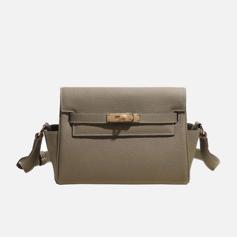 Sac de messager Vintage en cuir de grain supérieur pour femmes, avec quincaillerie dorée