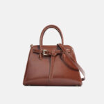 Women's Vintage Top-Grain Leather Drawstring Handbag