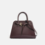 Women's Vintage Top-Grain Leather Drawstring Handbag
