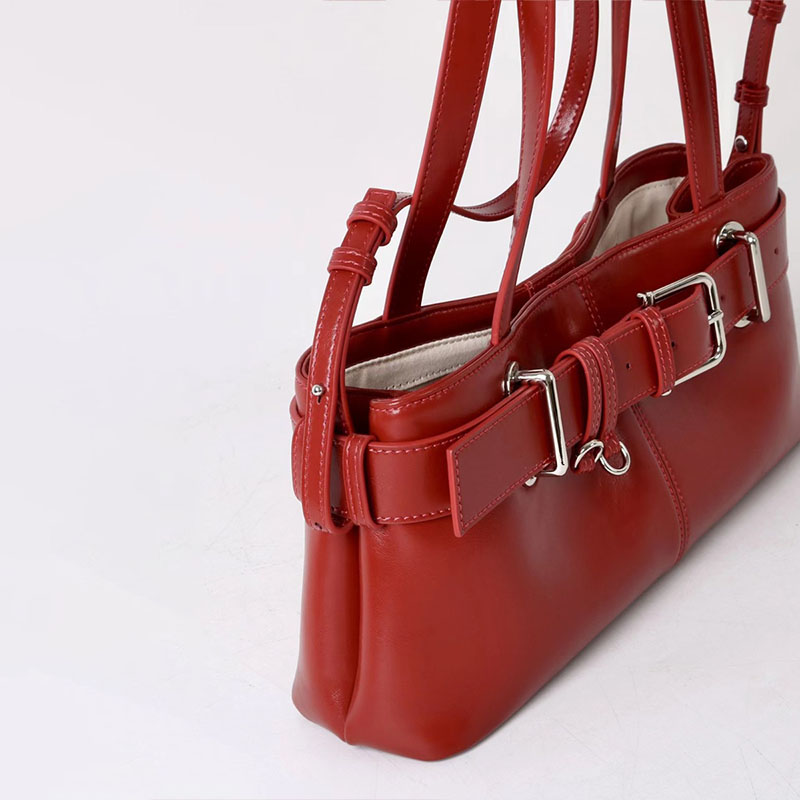 Damen Vintage gewachstes Spaltleder Umhängetasche Baguette