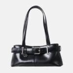 Damen Vintage gewachstes Spaltleder Umhängetasche Baguette