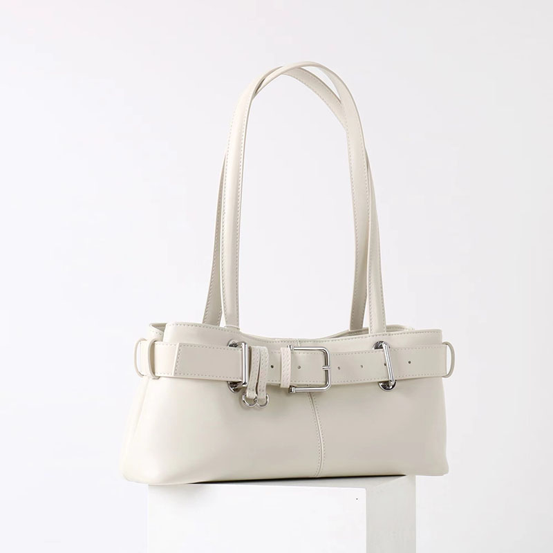 Damen Vintage gewachstes Spaltleder Umhängetasche Baguette