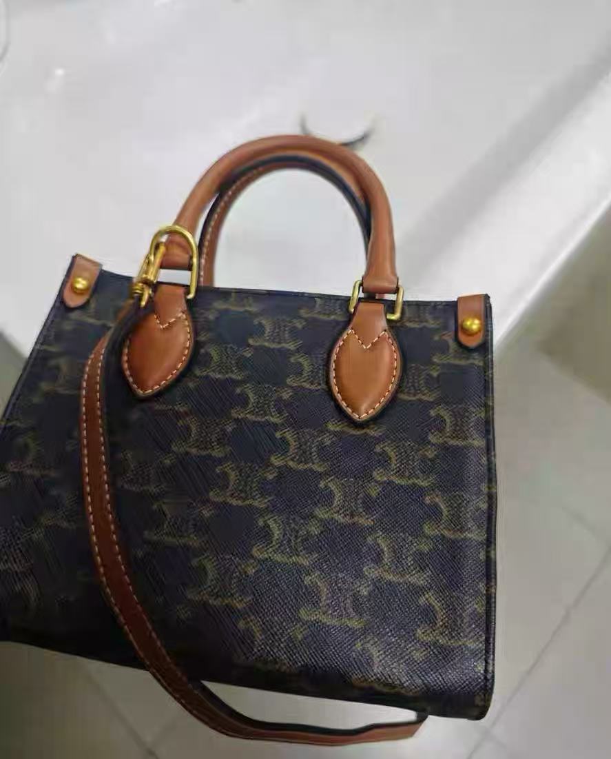 Women's Small Black Leather Printed Tote Bags with Crossbody Strap photo review
