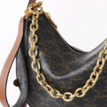 Schwarze Damen Leder Halbmond Print Kette Hobo Crossbody Umhängetasche