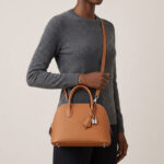 Women's Epsom Top-Grain Leather Shell Shaped Handbag In Silver Hardware