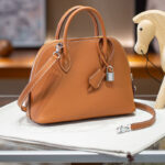 Women's Epsom Top-Grain Leather Shell Shaped Handbag In Silver Hardware