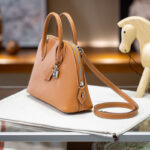 Women's Epsom Top-Grain Leather Shell Shaped Handbag In Silver Hardware