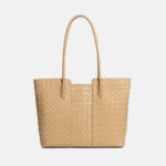 Sac fourre-tout en cuir véritable tissé pour femmes
