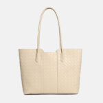 Sac fourre-tout en cuir véritable tissé pour femmes