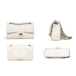 Damen Lammfell Kamelie Gesteppte Kette Crossbody Umhängetasche In Silber Hardware