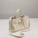 Women's Lychee Textured Top-Grain Leather Shoulder Crossbody Tote Handbag In Silver Hardware