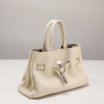 Women's Lychee Textured Top-Grain Leather Shoulder Crossbody Tote Handbag In Silver Hardware