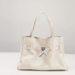 Women's Lychee Textured Top-Grain Leather Shoulder Crossbody Tote Handbag In Silver Hardware