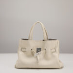 Women's Lychee Textured Top-Grain Leather Shoulder Crossbody Tote Handbag In Silver Hardware