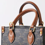Women's Small Black Leather Printed Tote Bags with Crossbody Strap