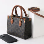 Women's Small Black Leather Printed Tote Bags with Crossbody Strap