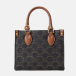 Women's Small Black Leather Printed Tote Bags with Crossbody Strap