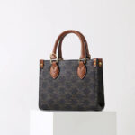 Women's Small Black Leather Printed Tote Bags with Crossbody Strap