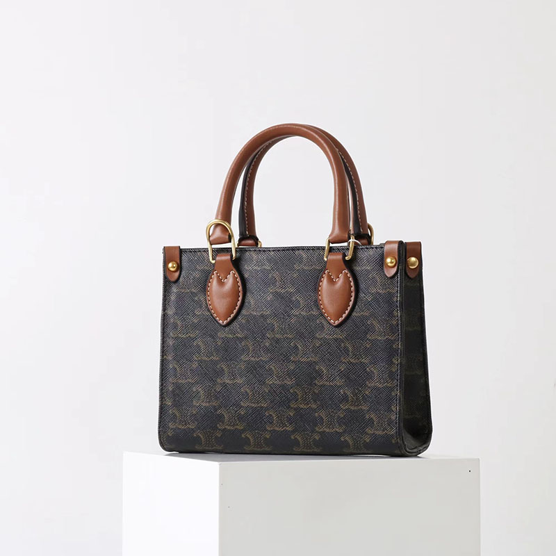 Women's Small Black Leather Printed Tote Bags with Crossbody Strap
