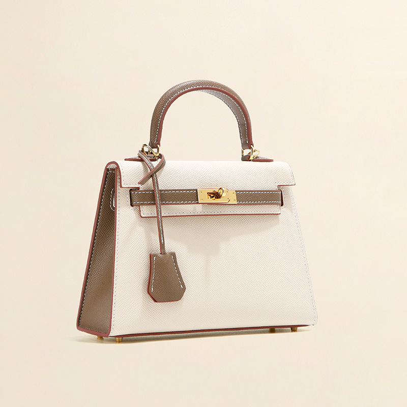 Women's Mini Epsom Split Leather Two-Tone Top Handle Bag in Gold Hardware
