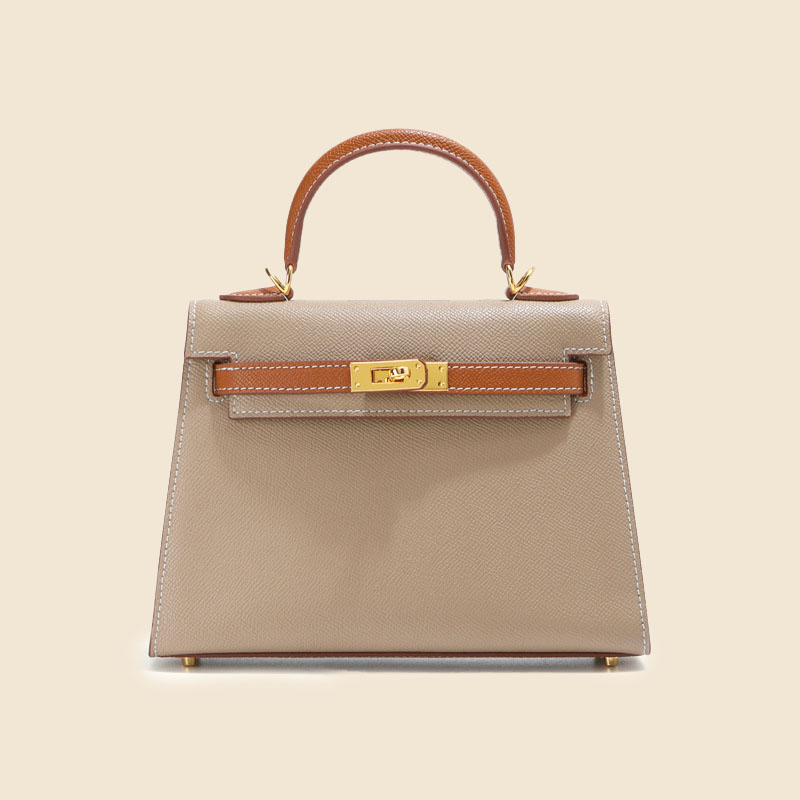 Women's Mini Epsom Split Leather Two-Tone Top Handle Bag in Gold Hardware