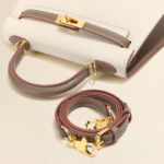 Women's Mini Epsom Split Leather Two-Tone Top Handle Bag in Gold Hardware