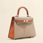 Women's Mini Epsom Split Leather Two-Tone Top Handle Bag in Gold Hardware