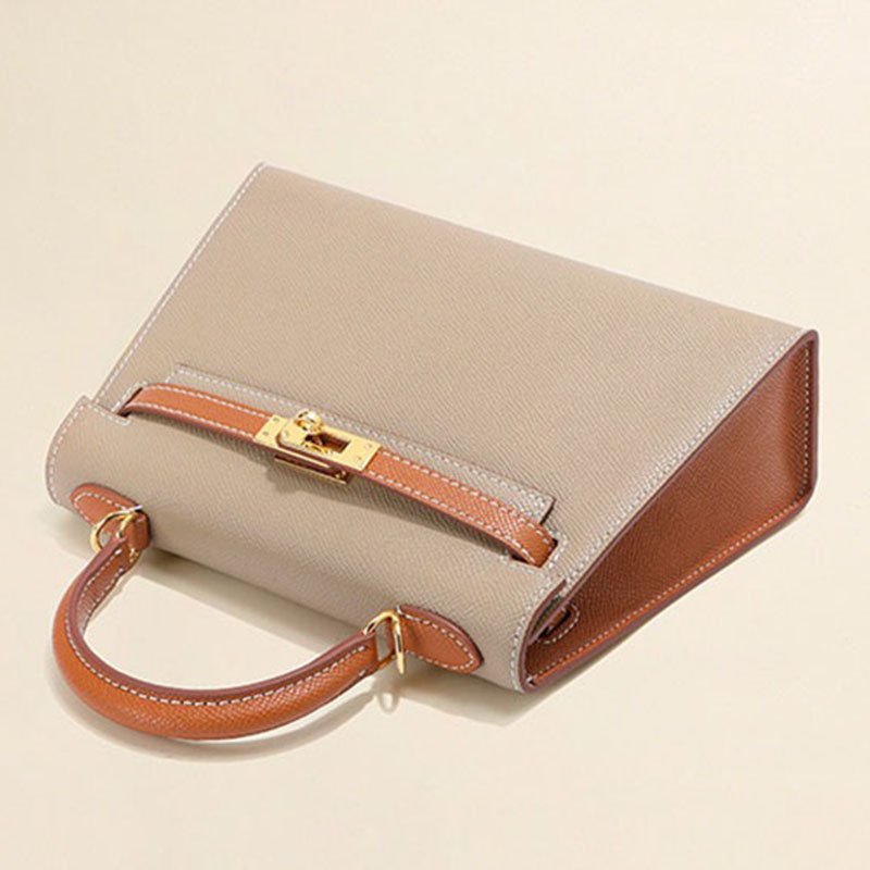 Women's Mini Epsom Split Leather Two-Tone Top Handle Bag in Gold Hardware