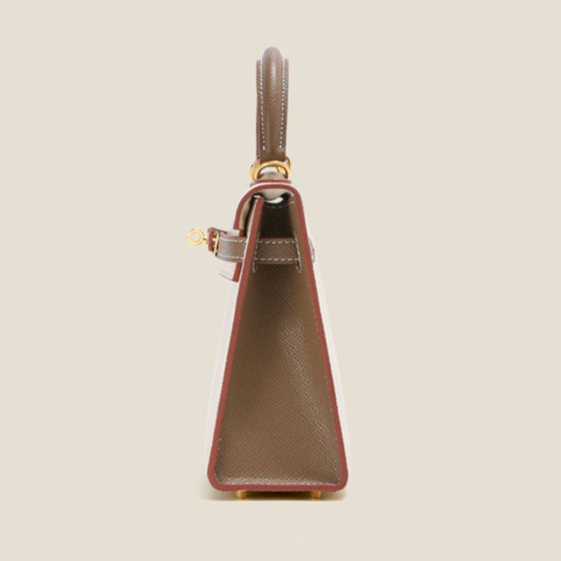 Women's Mini Epsom Split Leather Two-Tone Top Handle Bag in Gold Hardware