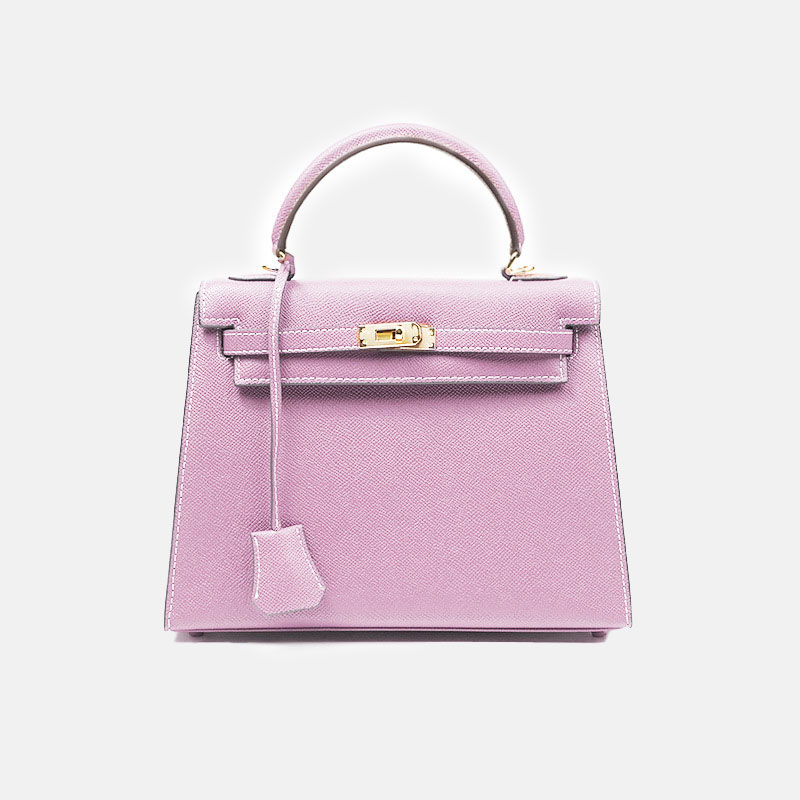 Women's Minimalist Epsom Genuine Leather Top Handle Bag In Gold Hardware