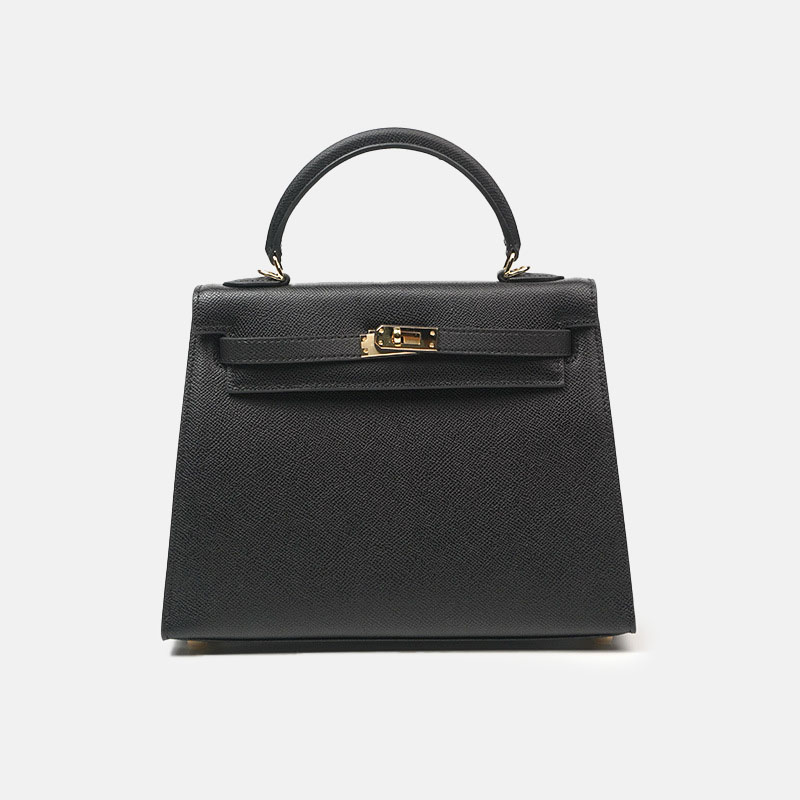 Women's Minimalist Epsom Genuine Leather Top Handle Bag In Gold Hardware