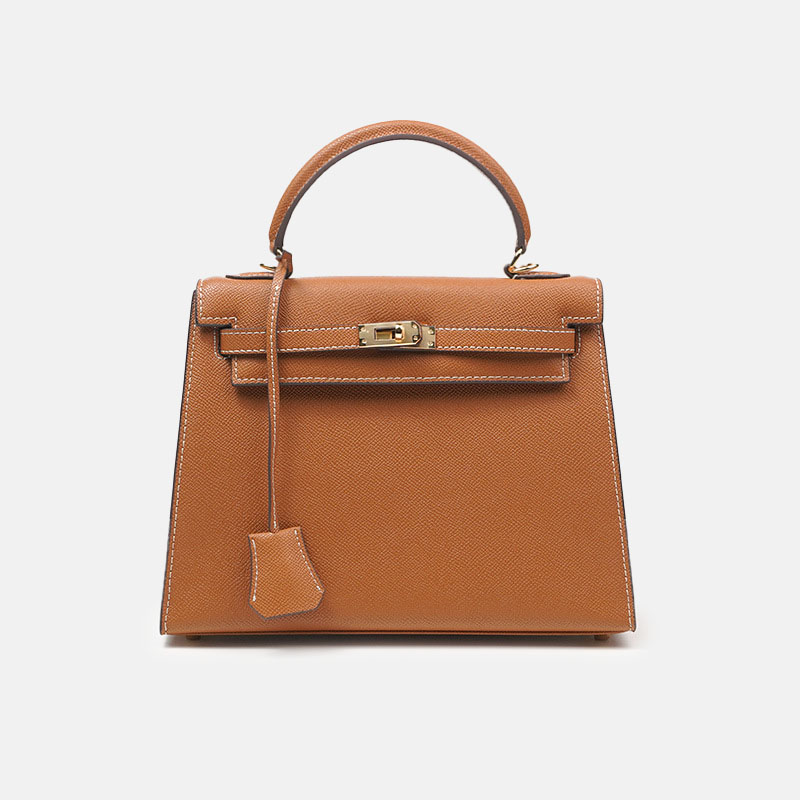 Women's Minimalist Epsom Genuine Leather Top Handle Bag In Gold Hardware