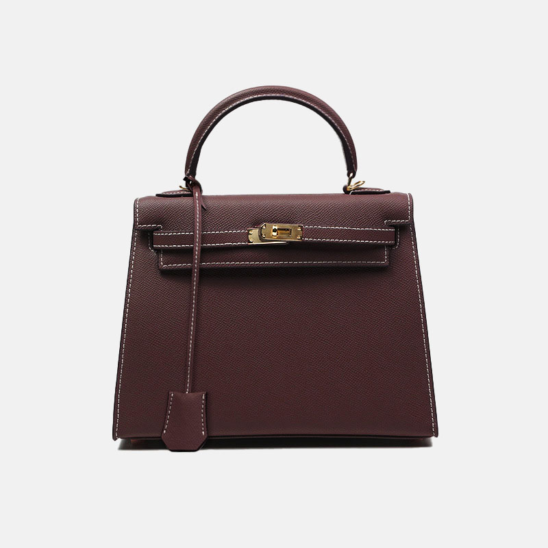 Women's Minimalist Epsom Genuine Leather Top Handle Bag In Gold Hardware