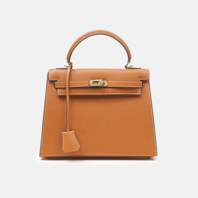 Women's Minimalist Epsom Genuine Leather Top Handle Bag In Gold Hardware