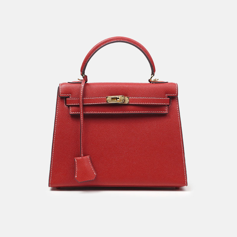 Women's Minimalist Epsom Genuine Leather Top Handle Bag In Gold Hardware