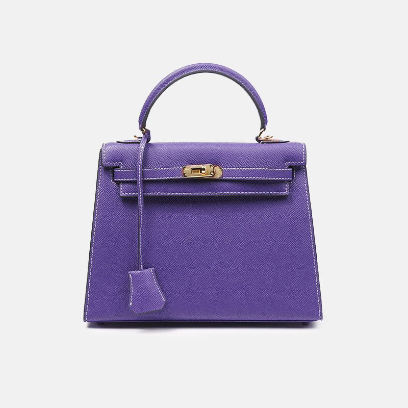 Women's Minimalist Epsom Genuine Leather Top Handle Bag In Gold Hardware
