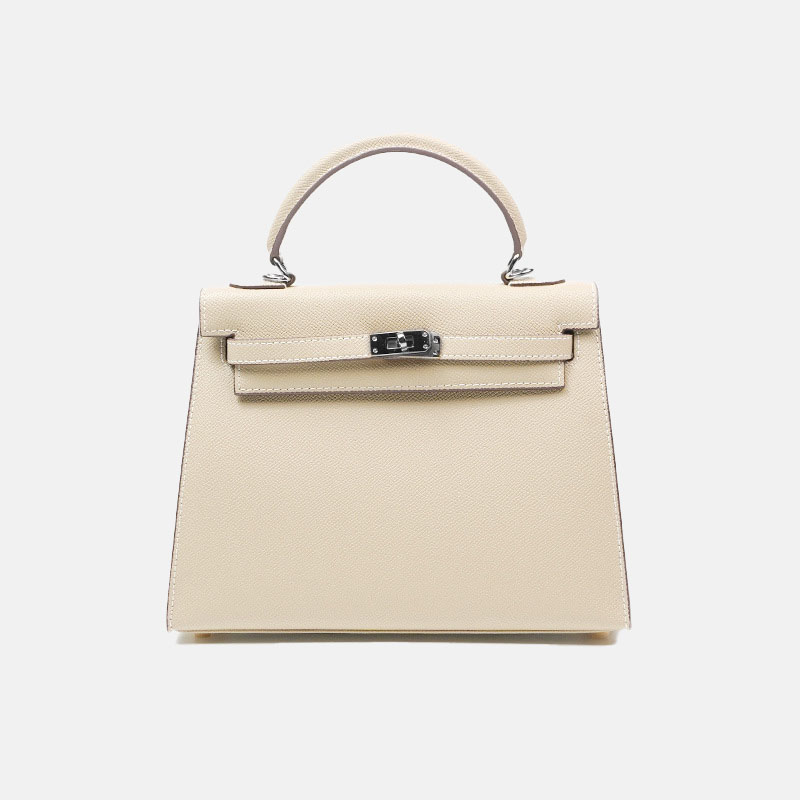 Sac à main en cuir véritable Minimalist Epsom pour femme, avec des accessoires en argent
