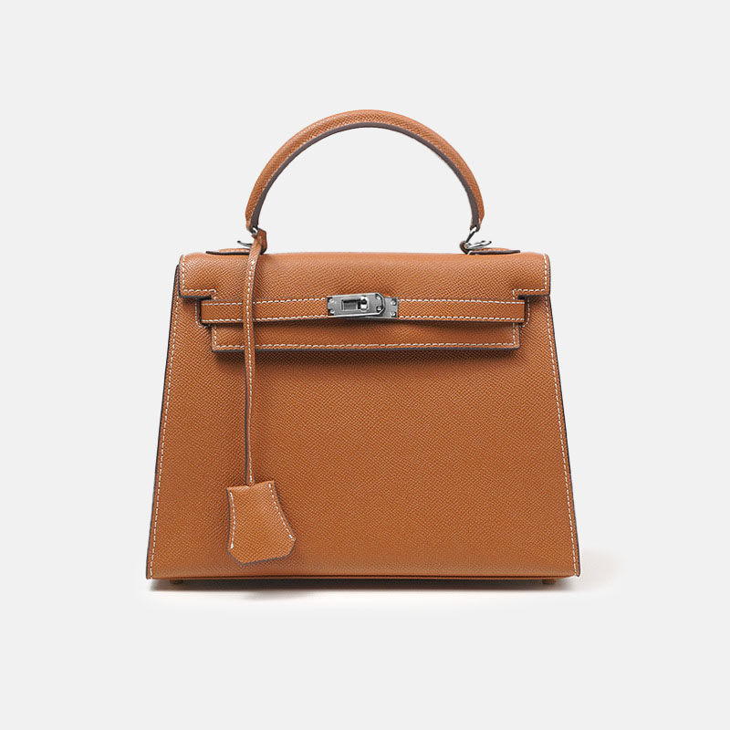 Sac à main en cuir véritable Minimalist Epsom pour femme, avec des accessoires en argent