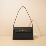 Women's Minimalist Epsom Leather Shoulder Bag In Gold Hardware