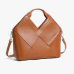 Minimalistische Damen Vollnarbenleder Inverted Triangle Crossbody gewebte Handtasche