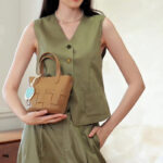 Women's Minimalist Genuine Leather Woven Bucket Bag
