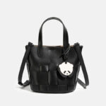 Women's Minimalist Genuine Leather Woven Bucket Bag